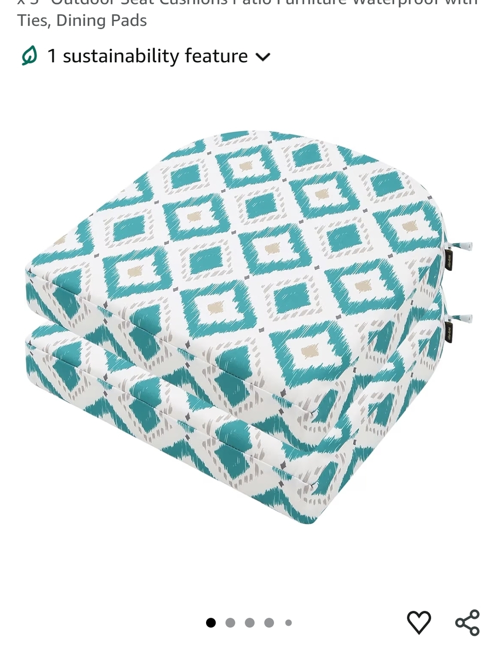 Patio Chair Cushions Outdoor Seat Cushion Pair in Teal Diamond Pattern